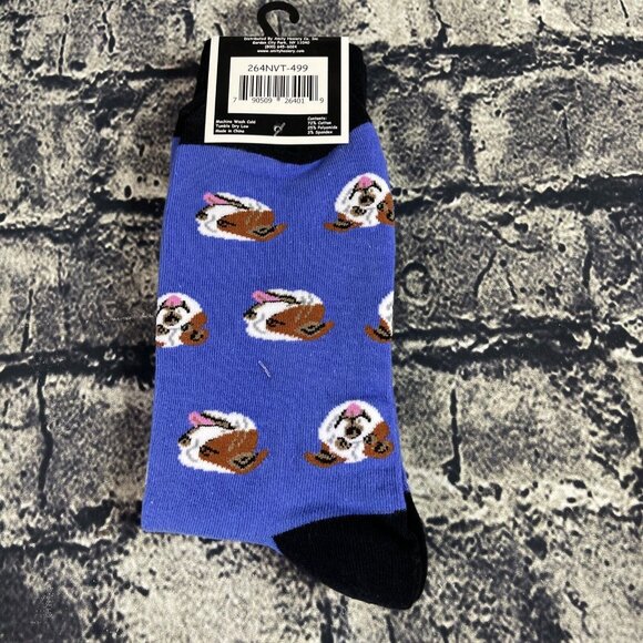 Fun Circle Men's Blue Dogs Sox size 10-13 Crew Socks 2 Pair Shoe sz 6-12 - Picture 6 of 7